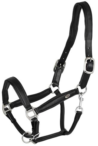 Marengos - Leder Halfter Soft Comfort – Schwarz – viele Größen | Pferdehalfter mit weich gepolstertem Nasenriemen & Genickstück – edles Lederhalfter – Pferde Zubehör