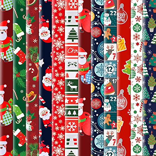 Zayvor 12 Blatt Kraftpapier Weihnachts Geschenkpapier Weihnachten, Weihnachtspapier Set,Weihnachtsgeschenkpapier Für Geschenkverpackung Weihnachtsgrüße Geschenkpapier-Set Weihnachtsverpackung 75x51cm