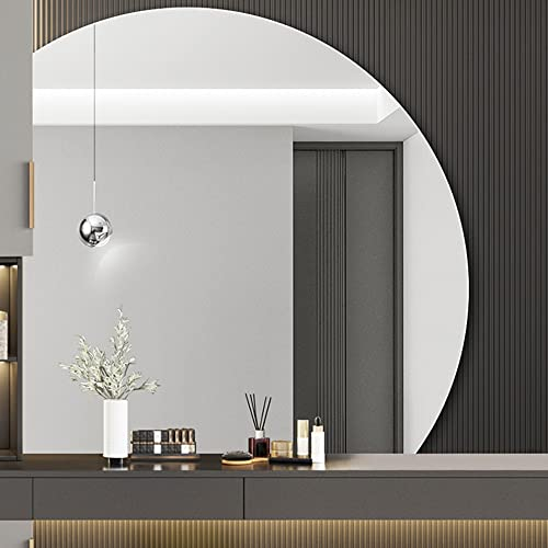 WJWA Specchio da Parete Decorativo Grande Specchio Rotondo 80 Cm Specchio da Muro Senza Cornice per Bagno, Ingresso, Soggiorno (Color : Lower Left)
