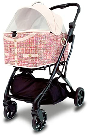 Hundewagen Hundebuggy Rosa Faltbarer Kinderwagen, Kleine Katze Hund Luxus-Reise-Jogging-Kinderwagen, Mit Abnehmbarer Haustiertragetasche