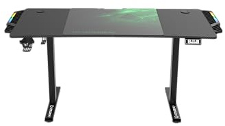 ULTRADESK - Level V2 Höhenverstellbarer Schreibtisch - Elektrischer Computertisch - 140x68 cm, für Gaming, Büro, Homeoffice - Set mit XL-Mauspad, LED RGB - Grün Led
