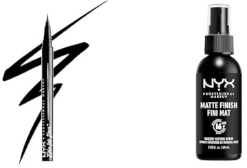 NYX Professional Makeup Eyeliner Feutre Epic Ink Liner, Waterproof, Black & Spray Fixateur, Tenue Longue Durée, Fini Mat, 60 mL