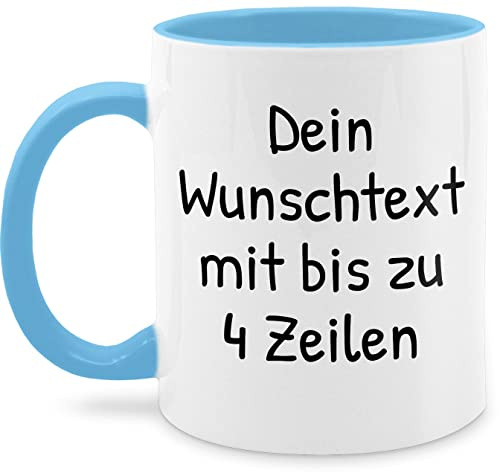 Tasse Tassen 325ml - Aufdruck selbst gestalten - Wunschdruck Text Namen I Eigener Custom Text - 325 ml - Hellblau - personalized cup with name paartassen wunschtext trinkgeld glühweintassen
