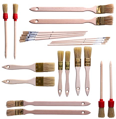 ToolSpace 22er Set Pinselset 4X Heizkörperpinsel, 14x Flachpinsel, 4X Rundpinsel, Ringpinsel, Flachpinsel Naturborsten Lasurpinsel Lackpinsel Rundpinselset, Malerpinsel Einwegpinsel Pinselsortiment