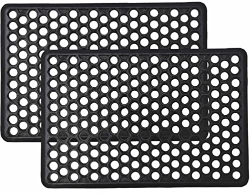 VL Rubber Door Mat 40x60cm – Durable Door Mats Outdoor with Textured Drain Holes and Anti-Slip Base – Easy Clean Outdoor Mat for Muddy Entryways, Garden Paths, Garage or Porch (Pack of 2)
