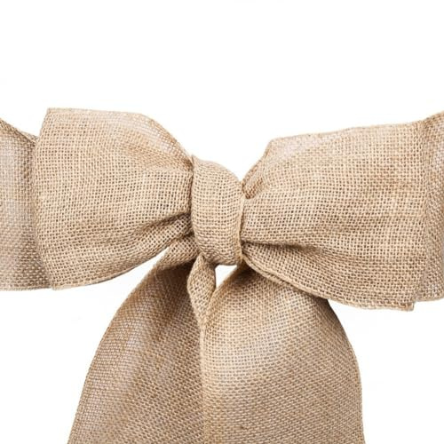 Egurs Stuhlschärpen aus Leinen Schleifen Spitze Stuhlbezug Natürlich Jute Stuhlschleifen Boho Dekorative Stuhlhussen für Bankett, Party, DIY, Hochzeit, Empfang, Handwerk, Zeremonie 1# 2 Stück