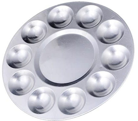 EXCEART 10löcher Metall Mit Löchern Runde Malfarbtabelle Aus Aluminium Für Aquarellpaletten Malpalette Kunstfarbe Zeichnungstablett Malmaterial Malmixer Malfarbenhalter