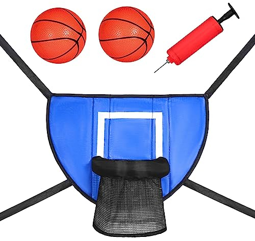 TTETTZ Basketballkorb für Trampolin Sonnenschutz mit Ballpumpe, Basketballständer