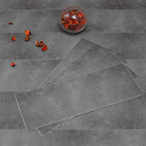 Elffloor PVC Bodenbelag Selbstklebend Vinylboden, Reiniger Wasserdicht Bodenbelag für Wohnzimmer Schlafzimmer Küche und Badezimmer Bodendielen Grau 40X15cm, Dicke 0,7mm 24Stk