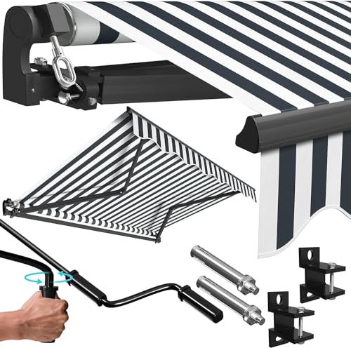 KESSER® Tenda da Sole a Bracci Pieghevoli, Tenda da Sole Pieghevole, Tenda da Sole a Morsetto, Tenda da Sole incl. Supporto a Parete, Tenda da Sole per balconi, Tenda 300 x 250 cm - Bianco/Antracite