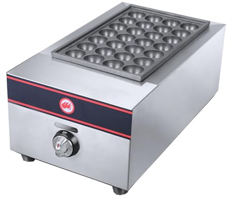 KHZKHC Máquina Hacer Panqueques Gas Comercial, Máquina Hacer Muffins, Gran Capacidad, 28 Orificios, Control Preciso De Temperatura, Boca Fuego Densa, Revestimiento No Se Pega, Acero Inoxidable