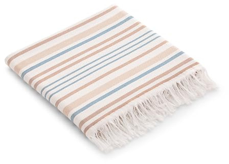 GAMUSI Fouta Pareo Toalla Playa Ligera Rayas 90x180 cm, Color Taupe