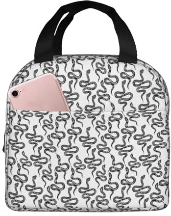 Loncheras aisladas para hombres y mujeres, trabajo, minimalista, divertida, serpiente, suave, bolsa térmica aislada para viajes, resistente al agua, lonchera pequeña para adultos, para hombres y