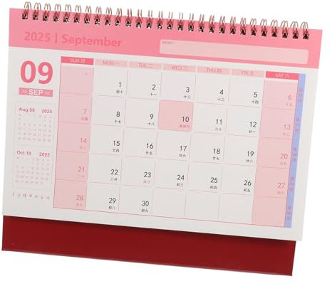 STOBOK Tischkalender Mit Goldprägung Stilvolles Design Für Büro Und Zuhause Manuell Als Schreibtischdekoration Und Geschenkoption Großes Format Weinrot