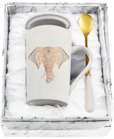 Joymaking Kaffeetasse mit Motiv Elefant, lustiges Elefanten Geschenk für Frau, Freundin Elefanten Kaffeetasse Geschenk Weihnachten, Geburtstag, 400ml Weiß