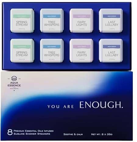 Aqua Essence Original Duschbomben Luxuriöses Wellness-Set, 8 Stück, Aromatherapie Bio-Duschdampfer, 100% Natürliche & Vegane Pflege, Spa-Duscherlebnis, Shower Steamer, Geschenkidee