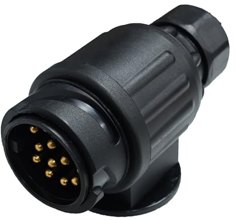 CXTM Fiche de remorque 13 broches, avec accessoires de montage, étanche 12 V, 13 broches et prise conforme à la norme ISO 1724, pour remorque, caravane, RV, adaptateur AHK (fiche)