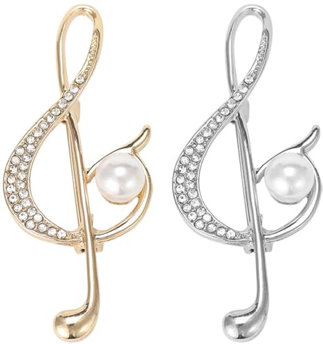 GALPADA Musiknoten-Brosche Für Damen Anstecknadel Mit Perlenverzierung Aus Zinklegierung 2 Stück 2.36 X 0.98 X 0.39In Für Kleidung Kragen Hüte Und Alltägliche Outfits