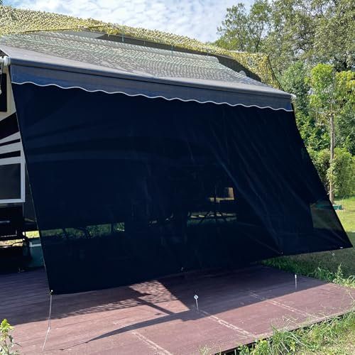 SHADEPLUS Wohnmobil-Markisen-Sonnenschutz, 2,4 x 3,4 m (passend für 27,9 cm große Markise), schwarzer Netz-Schattenschutz ohne Reißverschluss, universeller Anhänger, Camper, Markise mit komplettem