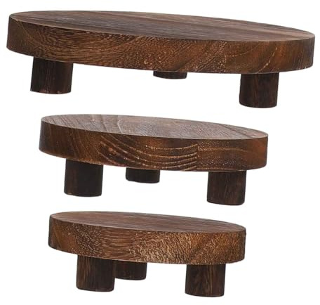BESPORTBLE Soporte para Plantas de Madera Redondo 3 Piezas, Café