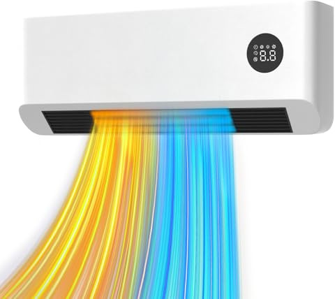 Gardtech Heizlüfter Energiesparend, 2000W Schnellheizender Keramik Heizlüfter, Wandheizlüfter mit Fenster Offen Erkennung, Elektroheizung Wandmontage mit Timer, Thermostat, Fernbedienung, Innenräume