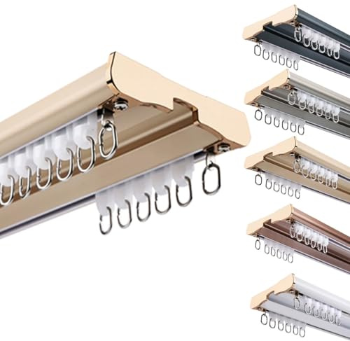 Binario Per Tende A Doppia Fila Silenzioso Binario Tenda Soffitto Scorrevole Bastoni Per Tende Doppi In Alluminio Sistemi Di Binario Tende Da Doccia 160 220 250 350 420cm(oro,250cm)