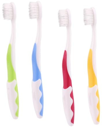 LOLIPPYY 4 piezas Cepillos de Dientes para Cerdas Suaves Antibacterianas Mango Ergonómico Antideslizante Entrenamiento Dental para Bebés de Años Colores Surtidos Verde Azul Rojo