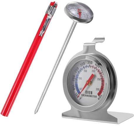 Alipis 2 Stück Teiliges Ofenthermometer aus Edelstahl mit Sonde Sofort Ablesbares Fleisch Grillthermometer für Bbq Smoker Küche und Backofen Präziser Temperaturmesser für Verschiedene
