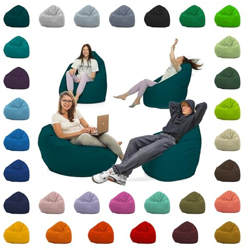 GlückBean Sitzsack XXL – Beanbag für Kinder & Erwachsene – In & Outdoor geeignet – Wasserabweisend & pflegeleicht – Gefüllt mit hochwertigen EPS-Perlen – Ideal zum Gaming & Entspannen (Petrol, XL)