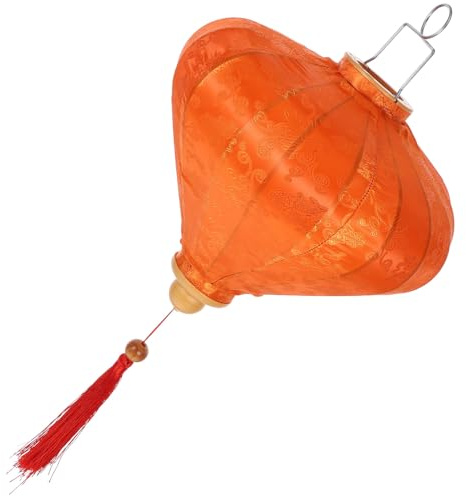 DIKACA Vietnamesische Seidenlaterne aus Beflocktem Stoff Orange Hängelaterne für Hochzeiten und Gartendekoration Langlebiger Lampenschirm für Innen und Außenbereich