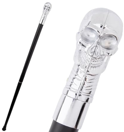 Gehstock mit Weißem Totenkopf-Motiv, rutschfest, Steampunk-Cosplay-Party-Gehstock, Dekorativer für Damen und Herren 92 cm