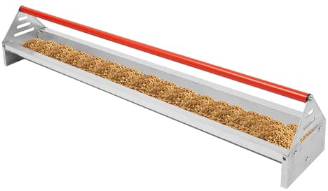 Comedero automático para pollos de acero galvanizado, capacidad de 15 l, comedero con orificios de drenaje y barra transversal giratoria para pollos, patos, gansos, resistente a la intemperie, estable