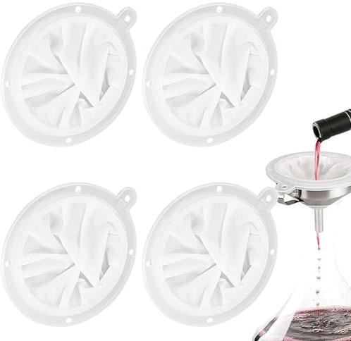 SHYSBV 4-teiliges Passiersieb Set mit Feinfilter - 200/300/400/450 Mesh Nylon-Trichter mit Sieb für Weinbereitung, Milch und Säfte - Inklusive Kunststoff-Feinmeshfiltern