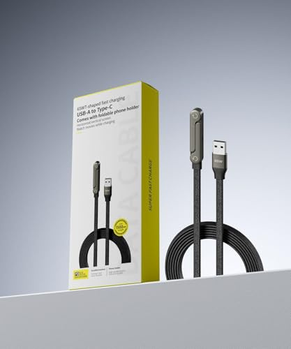 2 in 1 Invisible Holder Charger Cable with Stand, 1.5M,Stand Charging Cable, Multi Charger Cord with Type C Multi Angle Adjustable 240W Fast Charging for Smartphones,Tablets,Laptops,and Gaming Devices