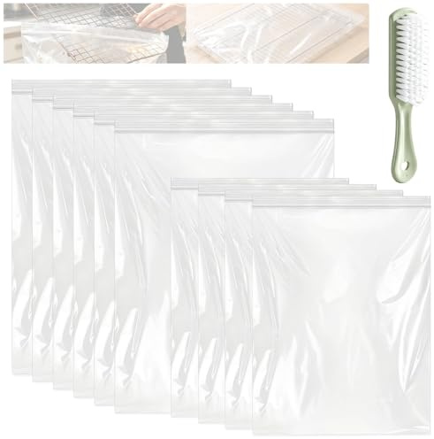 Oven Rack Cleaning Bags, 10pack Heavy Duty No Scrub Oven Rack Clean Bag, Reusable Leak-Resistant PE Bags for Deep Soaking Grill Grates, BBQ Racks, No Cleaner Included