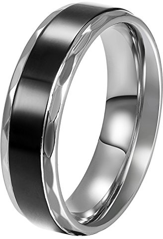 JewelryWe Män kvinnor svart silverton rostfritt stål bandring alla hjärtans dag kärlekspar bröllop förlovningslöfte (med presentväska), Rostfritt stål, Ingen ädelsten