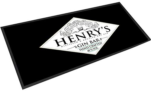 personalisierbar Gin Label schwarz Bar Matte Runner Zähler