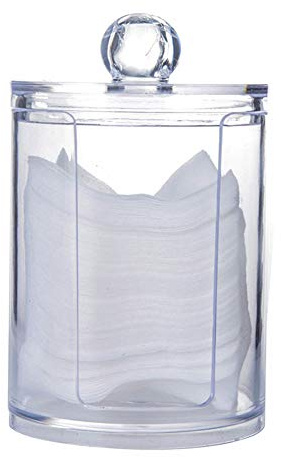 Surakey 1PCS Contenitore per Dischetti di Cotone, Contenitori in Acrilico Trasparente per Trucchi, Organizer per Cosmetici con Coperchio, per Batuffoli e Bastoncini di Cotone