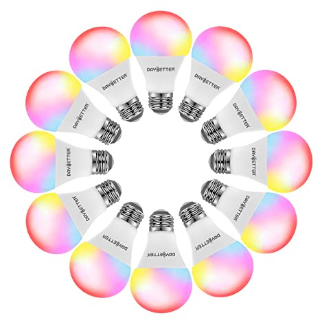 DAYBETTER Tuya Smart Light Bulbs, RGBCW WiFi Color Changing Led Bulbs Compatible with Alexa and Google Home Assistant, A19 E26 9W 800LM Multicolor Led Light Bulb, No Hub Required, Light Bulbs 12 Pack