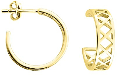 SOFIA MILANI - Damen Ohrringe 925 Silber - vergoldet/golden - Gitter Steck Creole - E1298