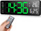 Fuloon Digital Wall Clock, 13 inch Large Display Adjustable Brightness LED Digital Clock with Remote Control, Countdown Clock with Date, Week, Temperature(Plug In Electricity)