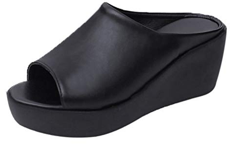 Allbestop Baskets Compensées Femme,Talon Femme Soirée Escarpin Blanc Chaussure Compensee Femme Ete Sandale Ete Femme Chausson Pied Mules Et Sabots Homme(Le noir,38)