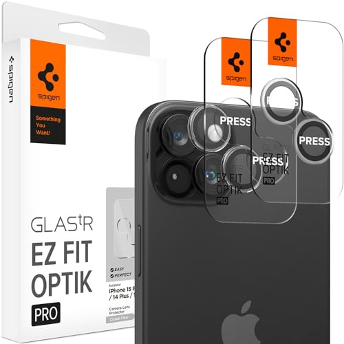 Spigen iPhone 15/15 Plus / 14/14 Plus Kamera Objektiv Glas Schutz Glas.tR EZ Fit Optik Pro (2 Stück) Crystal Clear - AGL06918
