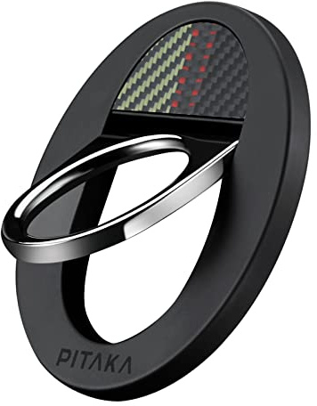 PITAKA Handy Ring Halterung Kompatibel mit Magsafe Magnetischer Griff Ring Halter mit NFC Funktion Einstellbar Fingerhalter für iPhone 16/15/14/13/12 Serie aus Aramidfaser [MagEZ Grip 2] Ouvertüre
