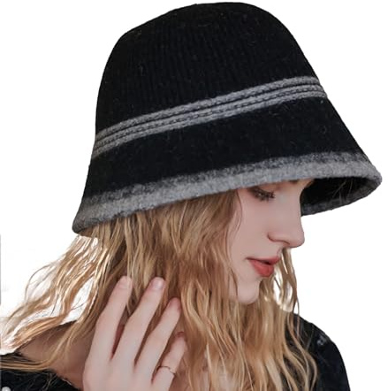 SJTJSPX Wintermütze Damen Fischerhut Winter Winddicht Bucket Hut Warm Wollmütze Mode Elegant Eimer Hut Retro Frauen Kappe Herbst Outdoor Fischermütze für Ski Radfahren Reisen Wandern Camping