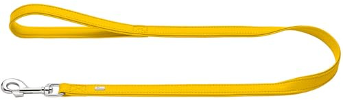 HUNTER Amalfi Hundeführleine | vegan, Kunstleder in Nappa-Optik, mit Handschlaufe, pflegeleicht, Made in Germany, Farbe: Gelb, Größe: 20/100