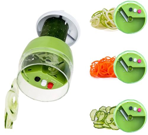 Spiralizer for Vegetables, 4 in 1Vegetable Slicer, Zucchini Courgette Spiralizer Zoodles Noodles Spaghetti Maker, Adjustable Veggie Veg Carrot Cucumber Slicer Spiral Cutter