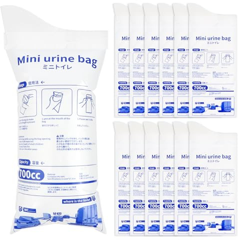 JSMTKJ 12 Stück Einweg Urinbeutel für Unterwegs, 700ml Tragbare Natursekt Beutel, Erbrochenes Beutel für Unterwegs, Camping, Reisen, Auto Stau, Outdoor