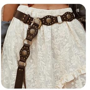 XFSRG Vintage Leder Taillengürtel Damen Western Stil Nieten Verziert Modischer Damen-Gürtel für Freizeit und Party (100cm)