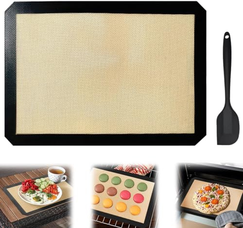 Tappetino Silicone Forno 29,5 x 42cm con Spatola, Resistente al Calore e Riutilizzabile, Antiaderente Tappetini da Forno in Silicone per Forno per Biscotti, Pasticcini, Pane, Impasto Tappetini